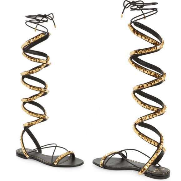 VALENTINO GARAVANI No Limit Rockstud Ankle-wrap Gladiator Sandals $1,900 37.5 - Picture 4 of 11